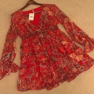 Free People Red Combo Short Dress.
